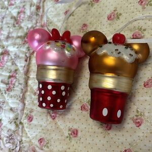 Disney Mickey and Minnie Christmas Ornament Pair
